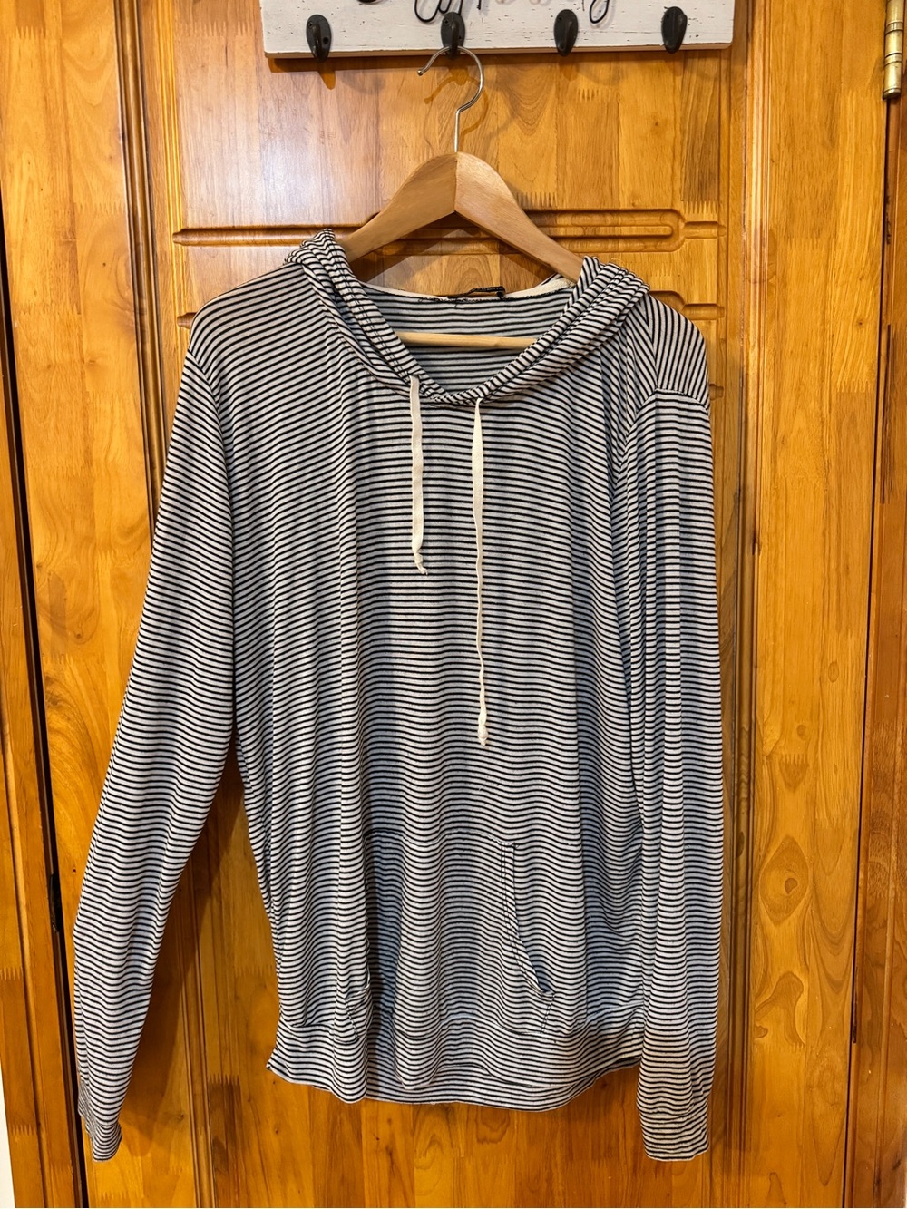 Brandy Melville Navy and White Striped Long Sleeve Hoodie